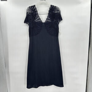 Women's St John Crochet Santana Knit Black Dress 10